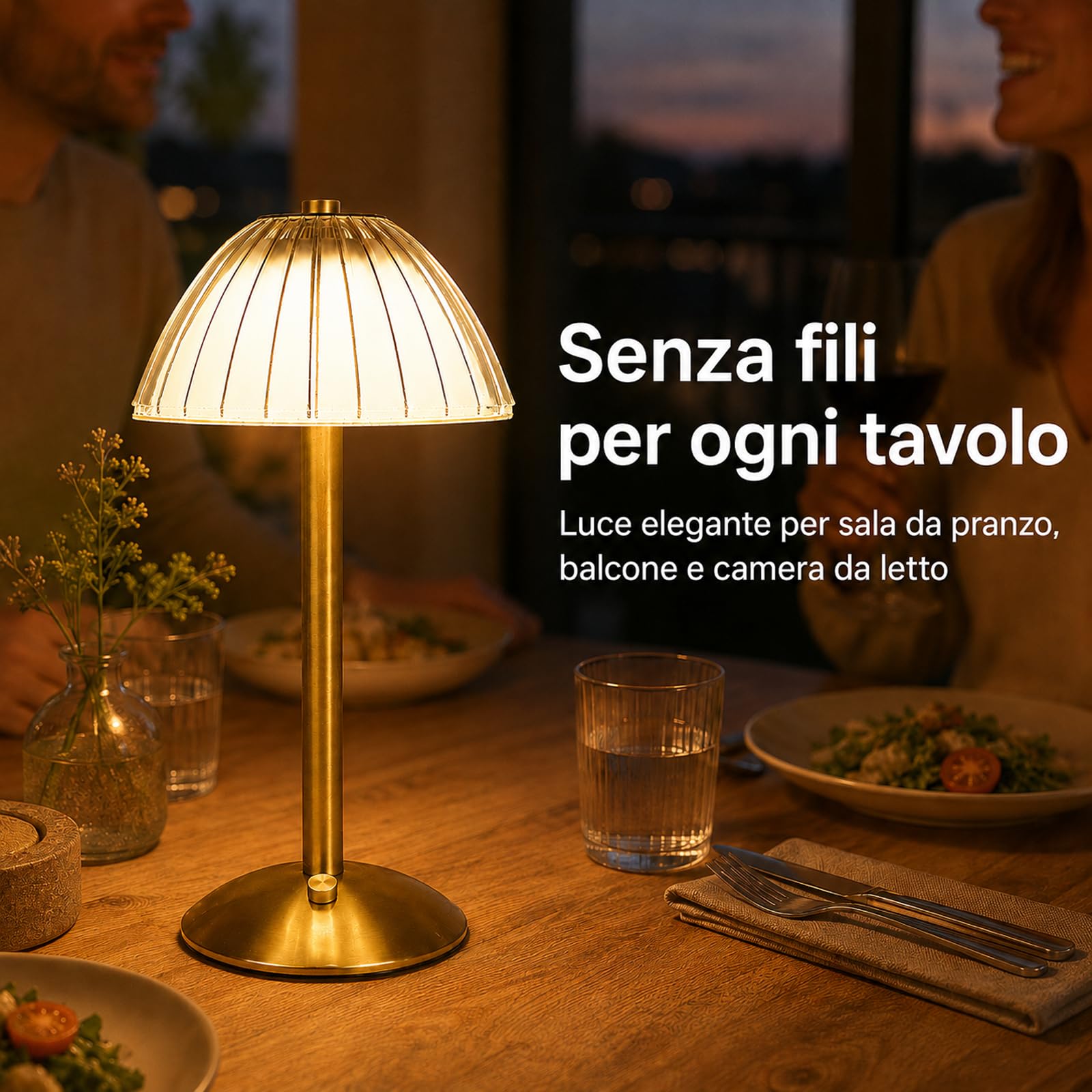 LANMOU Lampada Senza Fili da Tavolo, Dimmerabile, 14 Ore, Oro