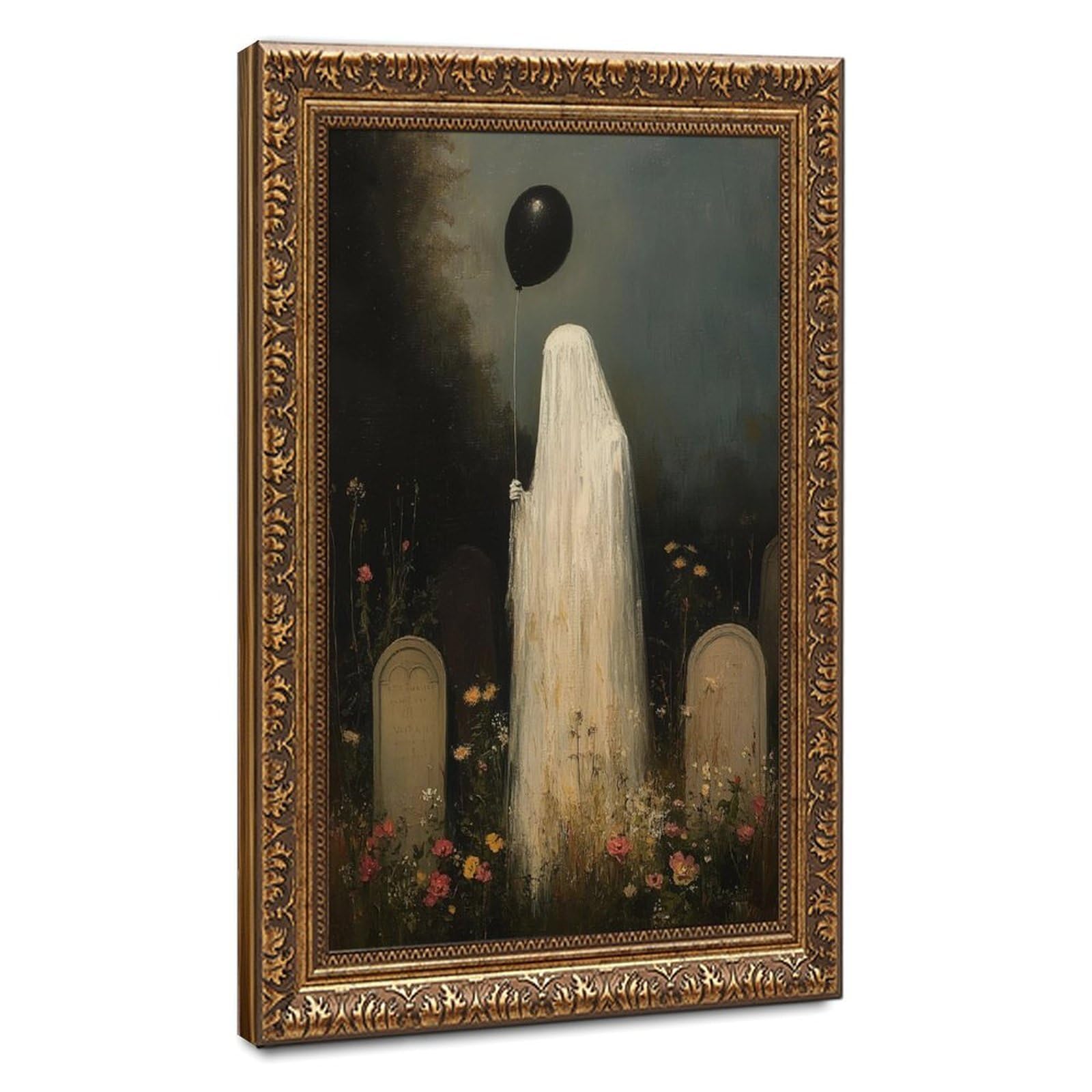 Bareronor Bronze Gothic Ghost Cemetery Canvas Poster Bedroom Decor Landscape Office Room Decor Gift 16" L X 24" W
