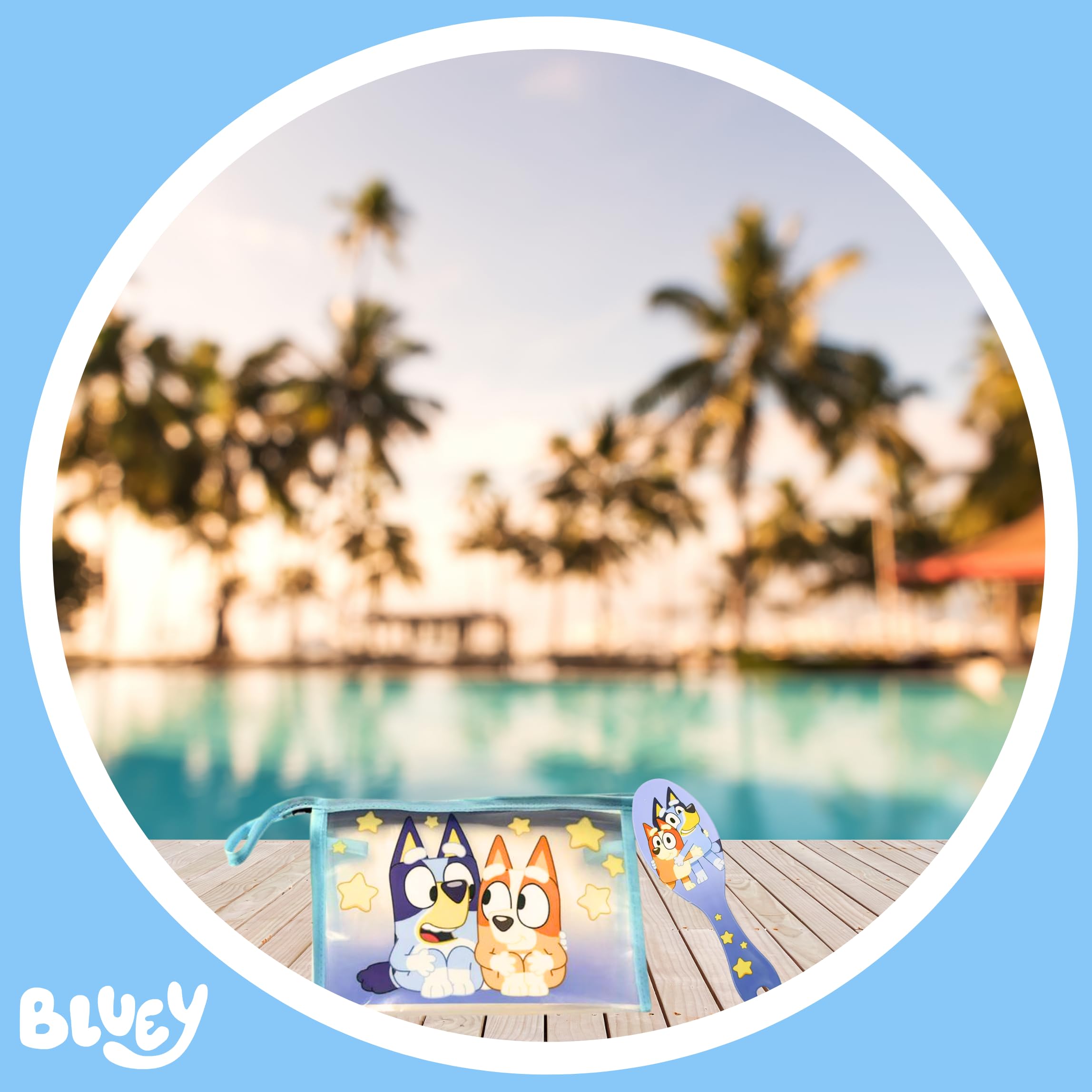 Bluey Borsa da Toilette per Bambini con Spazzola e Asciugamano