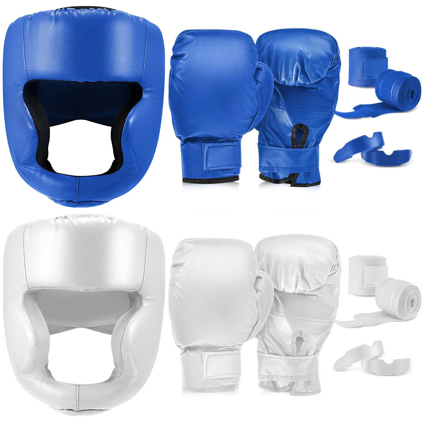 Kanayu 14 Pcs Boxing Set Including 2 Pair of 16 oz Boxing Gloves Headgear Helmet and Hand Wraps Mouth Guards Gifts for Adults Youth Beginners Training Equipment