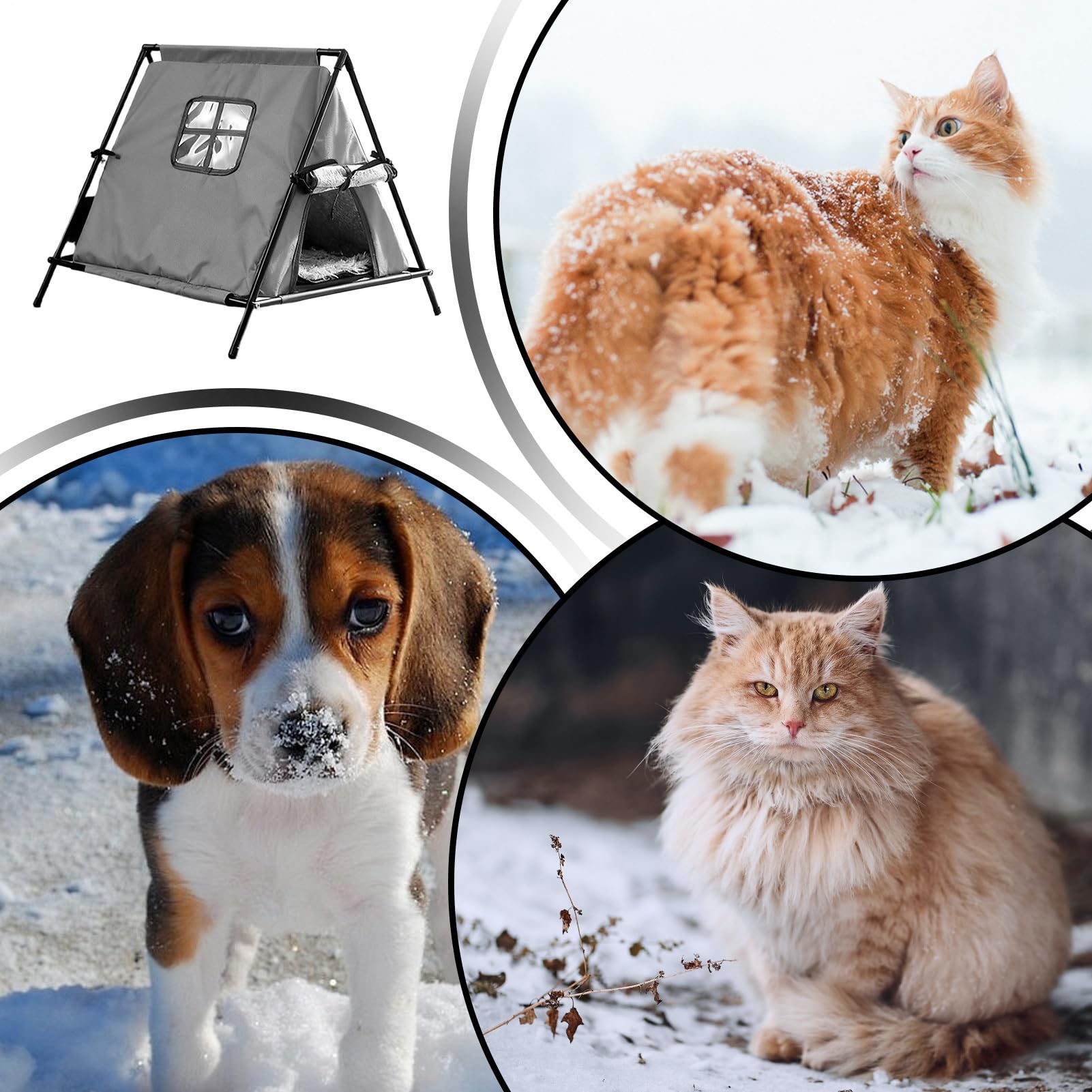 Haus für Katzen im Freien | wärmeisoliert und winddicht | dreieckiger Unterschlupf für Katzen im Freien – für Terrasse, Balkon, Garten, Hinterhof, Park, Wohnbereich, Garage, Scheune