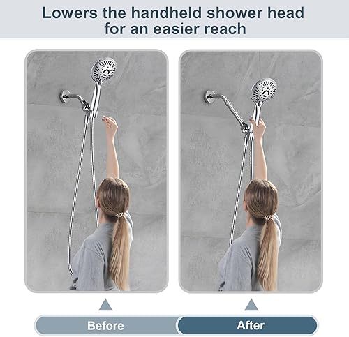 Miniatura 5 de BRIGHT SHOWERS Extensor de brazo de ducha para lluvia y cabezal de ducha de mano, brazo de extensión de cabezal de ducha de 6 pulgadas, extensión de