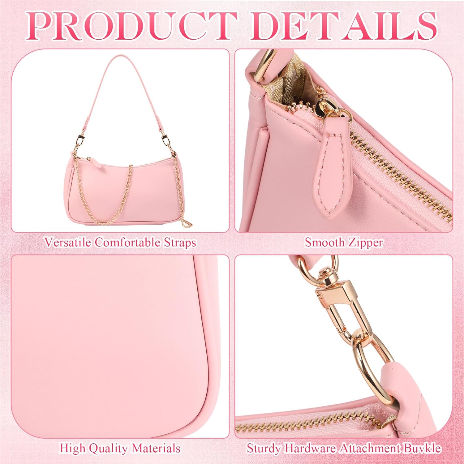 Abbylike 6 Pcs Shoulder Purse for Women with 3 Extender Chain Cherry Charm Small Leather Bag Handbag Tote Kit Birthday Gift