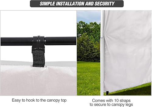 Miniatura 6 de REDCAMP Toldo instantáneo de 10 x 6.2 pies para toldo desplegable de 10 x 10 pies, paquete de 3 parasoles solares, color blanco