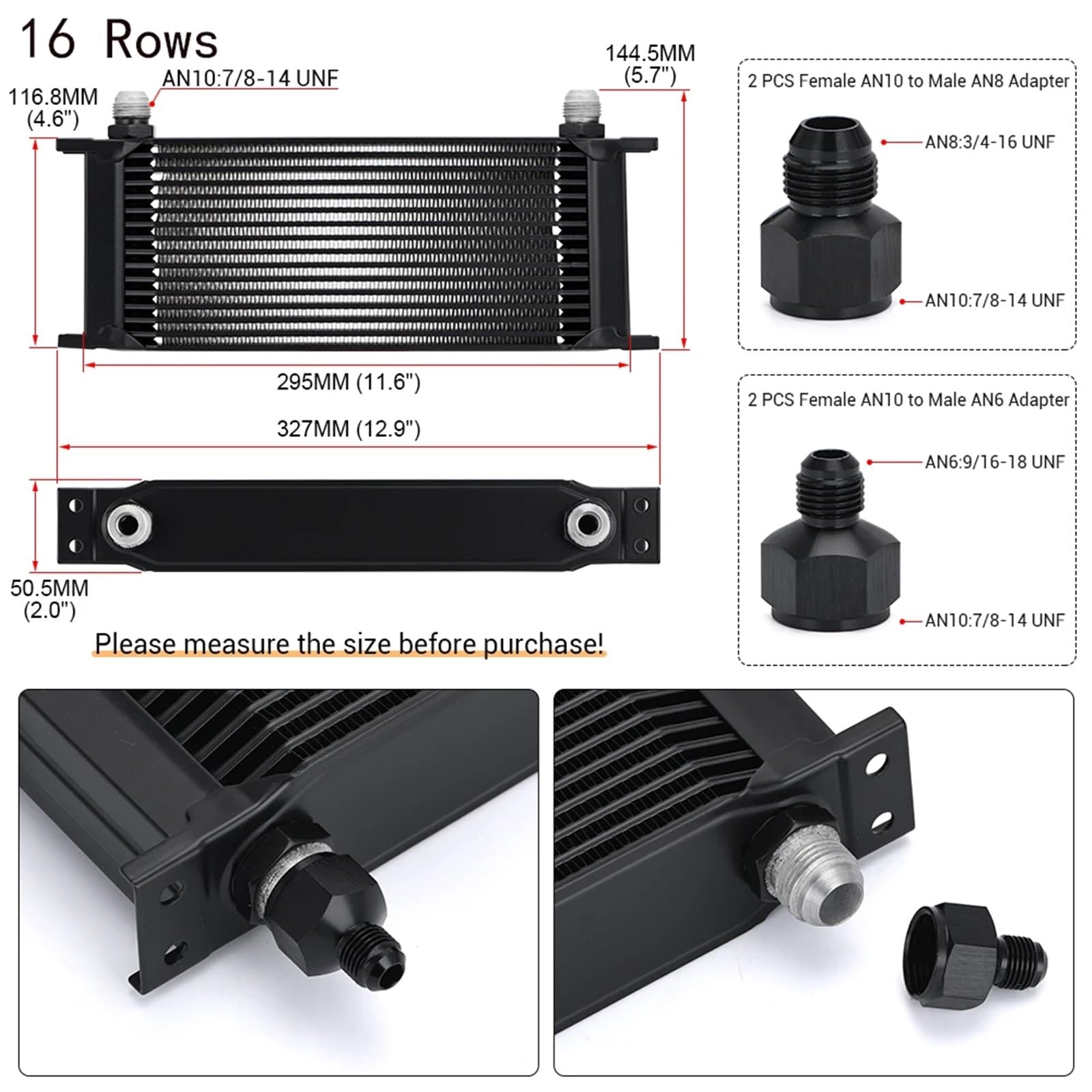 Radiateur en Aluminium AN10, 10/13/15/16/19/25/30 Rangées, Type Britannique, Refroidisseur D'huile Moteur, Radiateur De Remplacement Universel