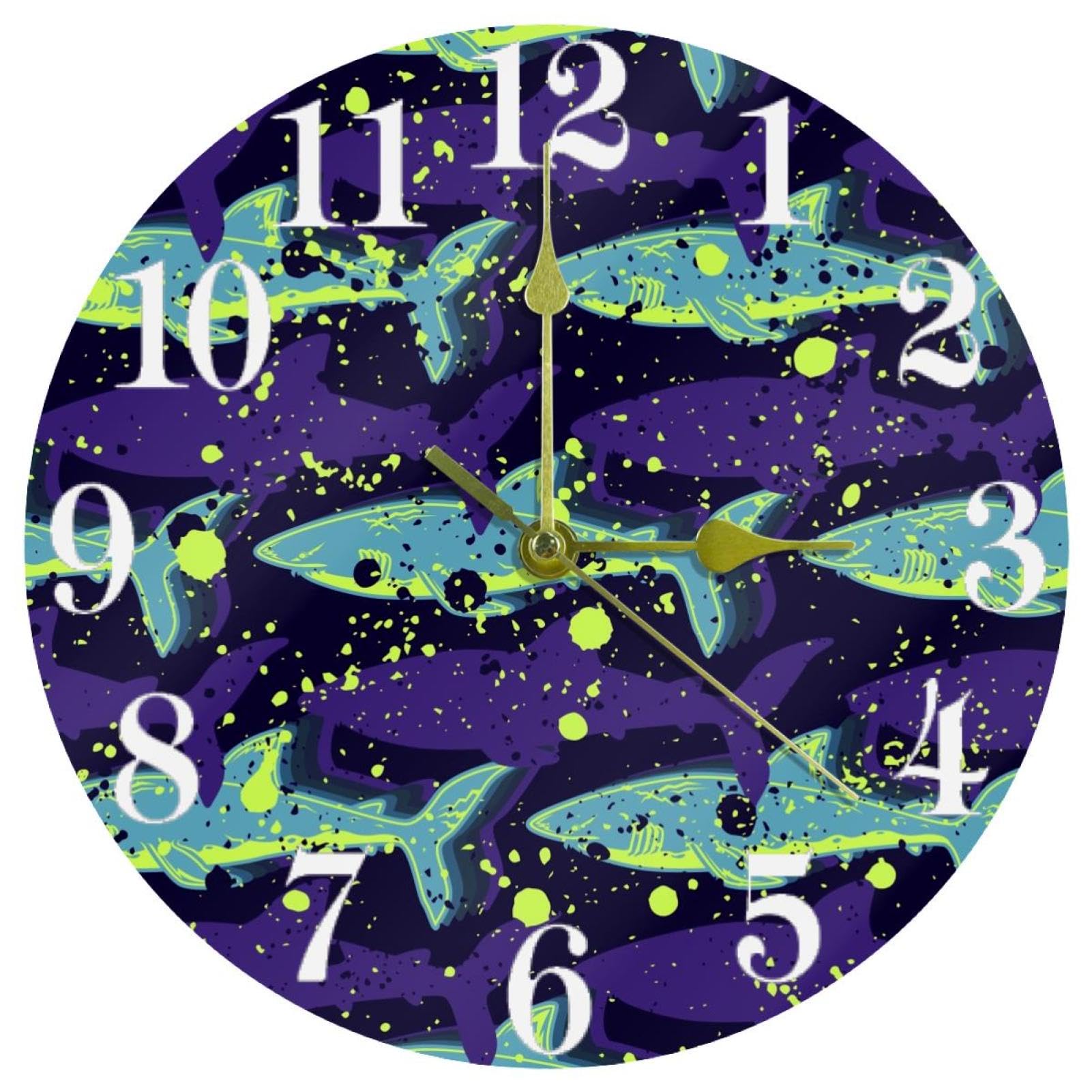 Horloge murale requin grunge pour dynamiser la décoration de votre cuisine familiale