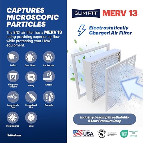 Miniatura 473 de BNX TruFilter MERV 13 - Filtro de aire para horno de CA de 20 x 20 x 1 pulgadas (paquete de 4) - Fabricado en Estados Unidos - Filtros de aire