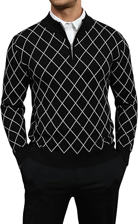 Mens Quarter Zip Sweaters Turtleneck Pullover