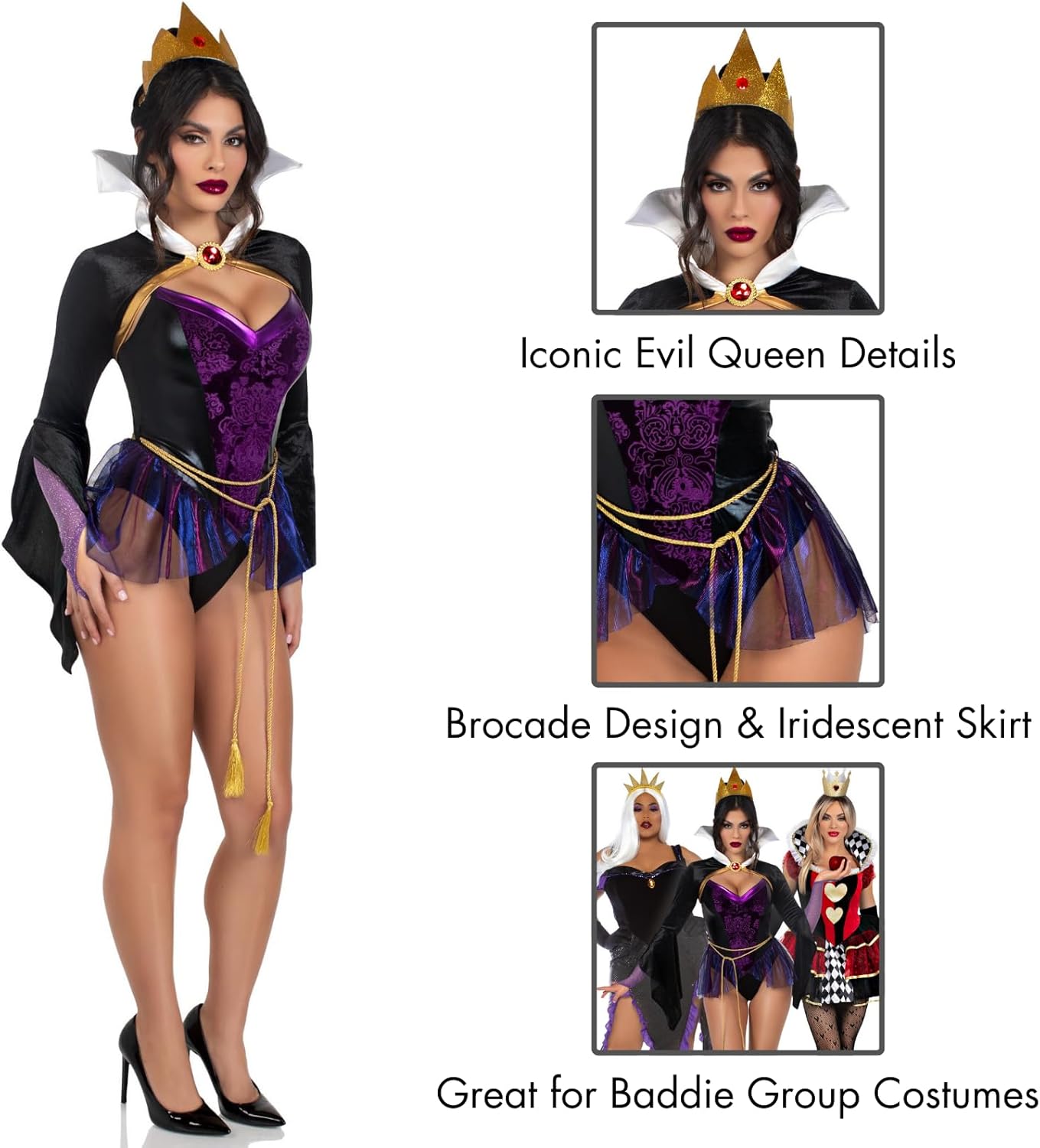 Leg Avenue Women's 4 Pc Poison Apple Queen Halloween Costume for Women