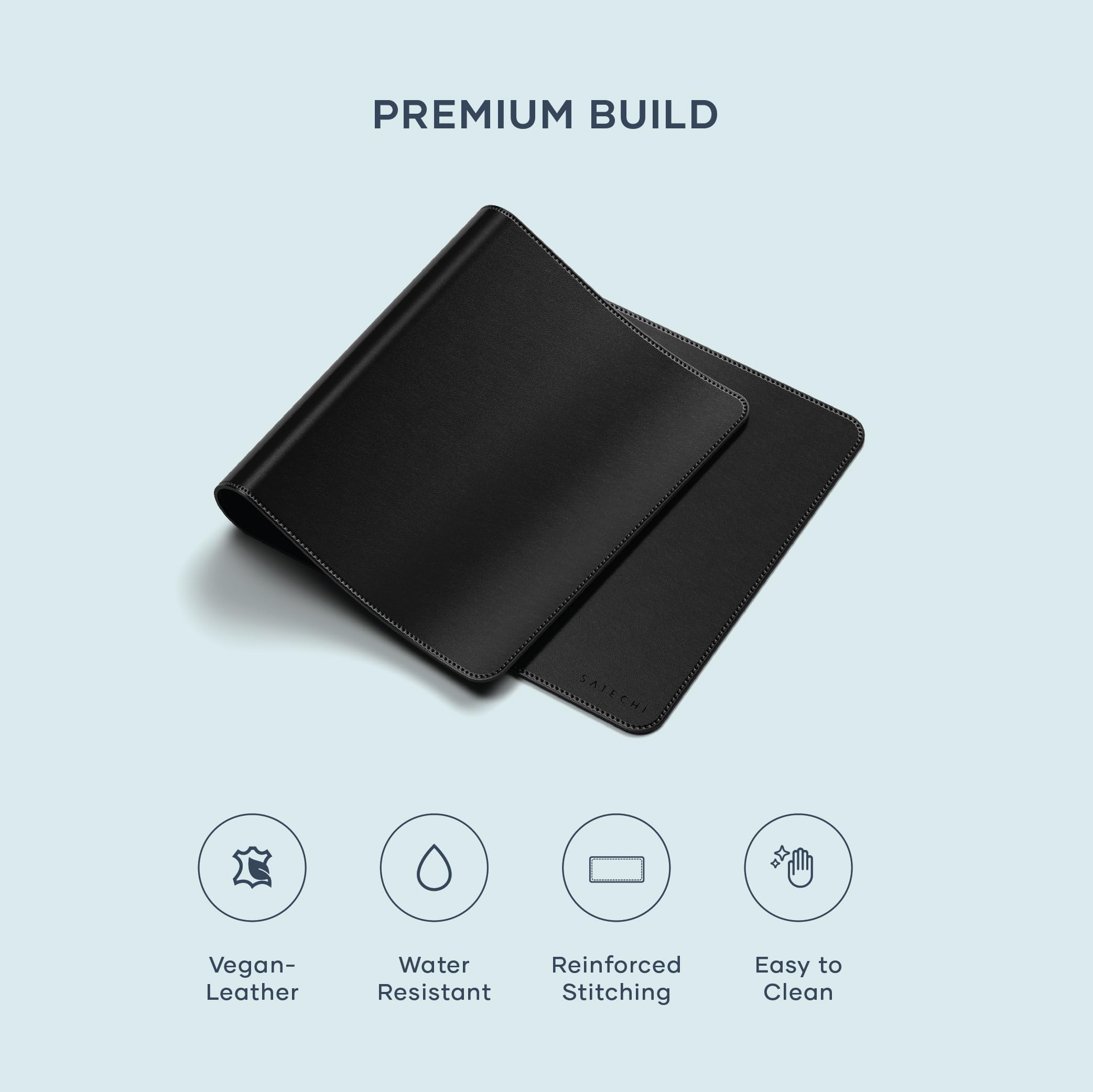 SATECHI Tappetino Mouse XXL 68 x 32 cm, Tappetino Scrivania Grande in PU Premium – Nero