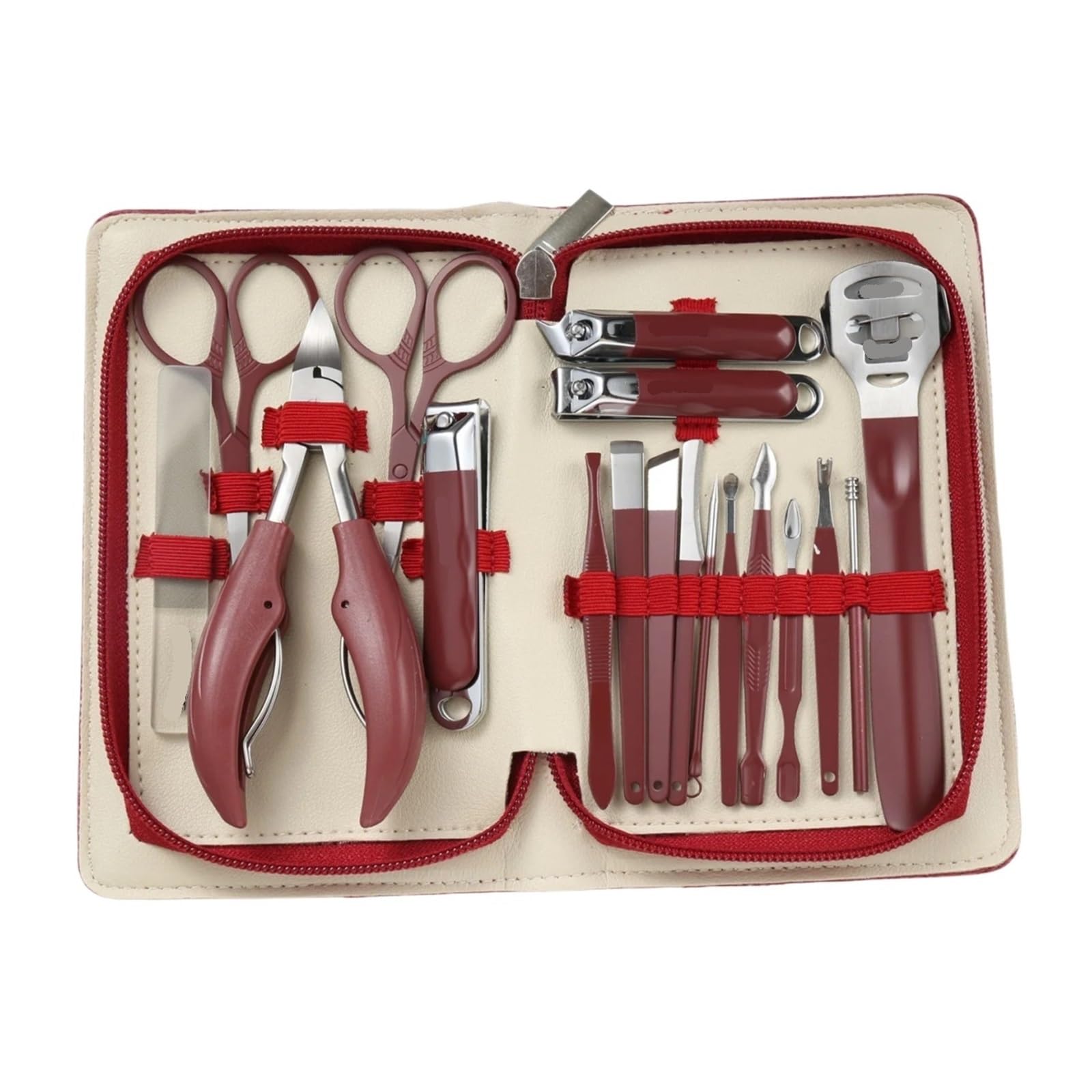 Juego de cortaúñas 18 Uds., cortador acero inoxidable, tijera for pedicura, pinza for cutículas, herramienta for cuidado Personal y aseo(Burgundy)