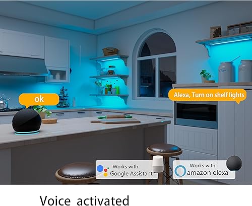 Miniatura 2 de Tira de luces inteligentes para debajo del gabinete, color blanco y multicolor, funciona con Tienda Alexa Google Home regulable para exhibir, luces