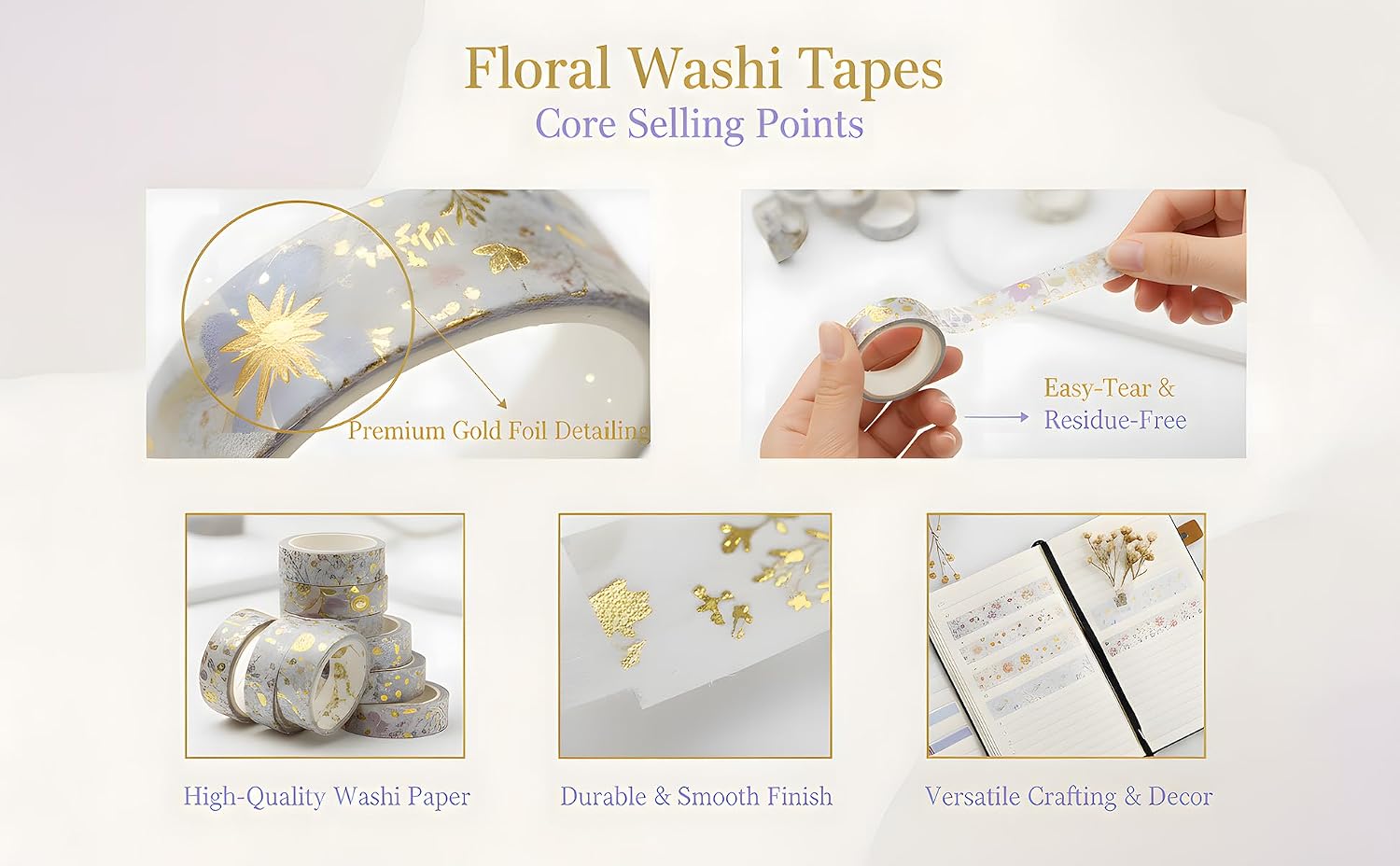 Washi Tape Set, Floral Washi Stickers, 12 Rolls Assorted Sizes, for Junk Journal Scrapbook Tape, Bullet Journaling Scrapbooking Supplies, Planner Sticker DIY Craft DéCor (Purple) image 2
