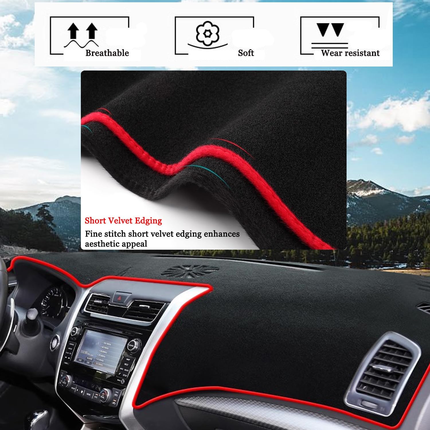 Blazeray Car Dashboard Cover Mat for Nissan Altima 2013-2018 Left Hand Driving Non-Slip Dashboard Mat Pad Interior Accessories Custom Fit Dash Mat Sunshade Windshield Glare(Red Edge)