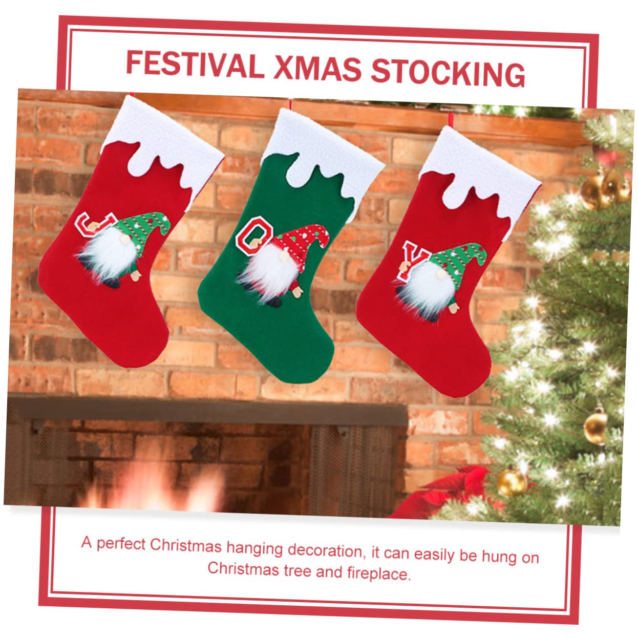 MAGICLULU 5 Sätze Gesichtsloser Weihnachtsstrumpf Weihnachtsvorrat Weihnachten Ornamente Weihnachtsfilzstrümpfe Urlaub Weihnachtsbaum-anhänger Weihnachtsstrumpf Dekore Vlies 3 Stück * 5