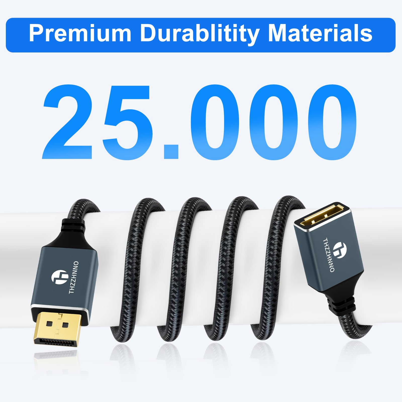 Kabel Przedłużający DisplayPort 5M, Kabel DisplayPort 4K Męski do Kobiecy 4K@60Hz dla monitora gier, grafiki, komputera