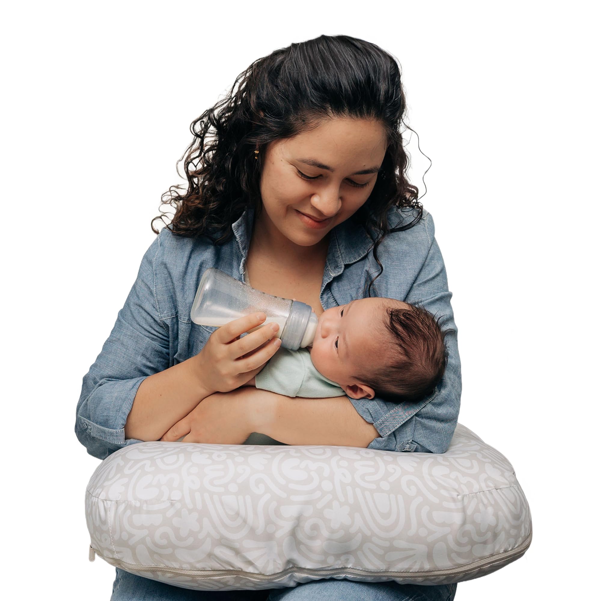 Boppy Nursing Pillow – Cream Retro Squiggles – Larger, More Supportive Pillow for Breastfeeding & Bottle Feeding – Firmer Fill, Higher Lift, Larger Area Than Original Nursing Pillow