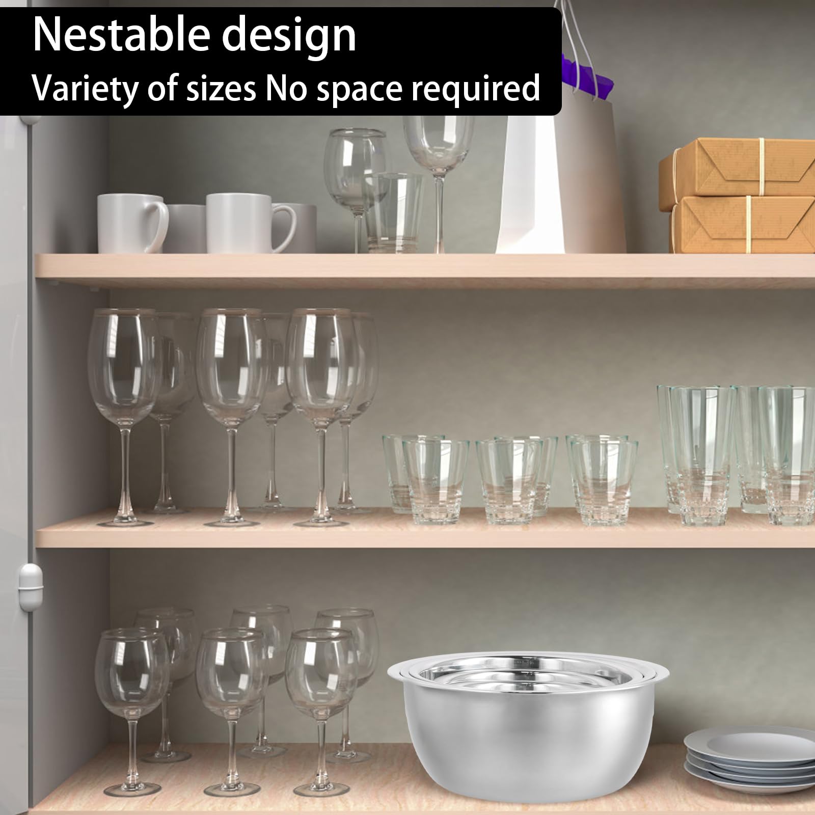 Ciotole Acciaio Inox Cucina Ciotole per miscelazione con Base in