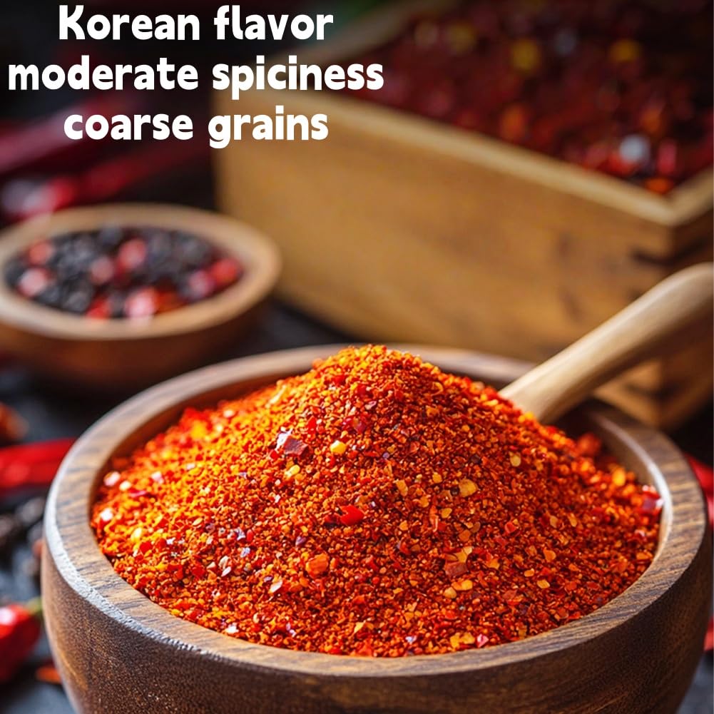 DAMAICHUHAI Chili Powder,Red Pepper Flakes,Spices and Seasonings,Korean Chili Powder, Moderately Spicy a nd More Delicious, Super Versatile Seasoning,500g/17 Oz. (coarse grains)