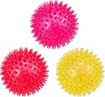 petizer 3 Pack 6.5cm Squeaky Dog Toy Balls, Floating Dog Pool Balls, Spiky Dog Balls Water Toys, Durable Interactive Fetch Toys for Puppy, Dog Chew Toys for Teething