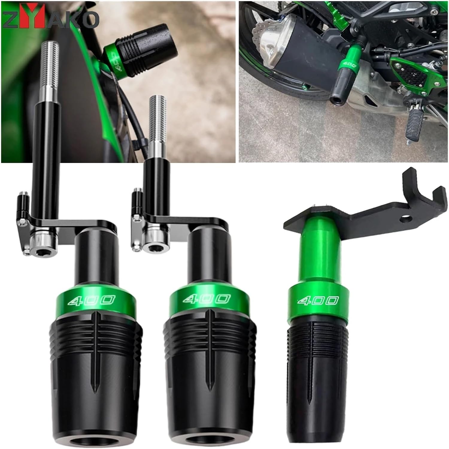 Fit for Ninja 400 Ninja400 Z400 2018-2023 2024 Motorcycle Frame Sliders Crash Pad Falling Exhaust Slider Accessories(Exhaust Slider-Black)