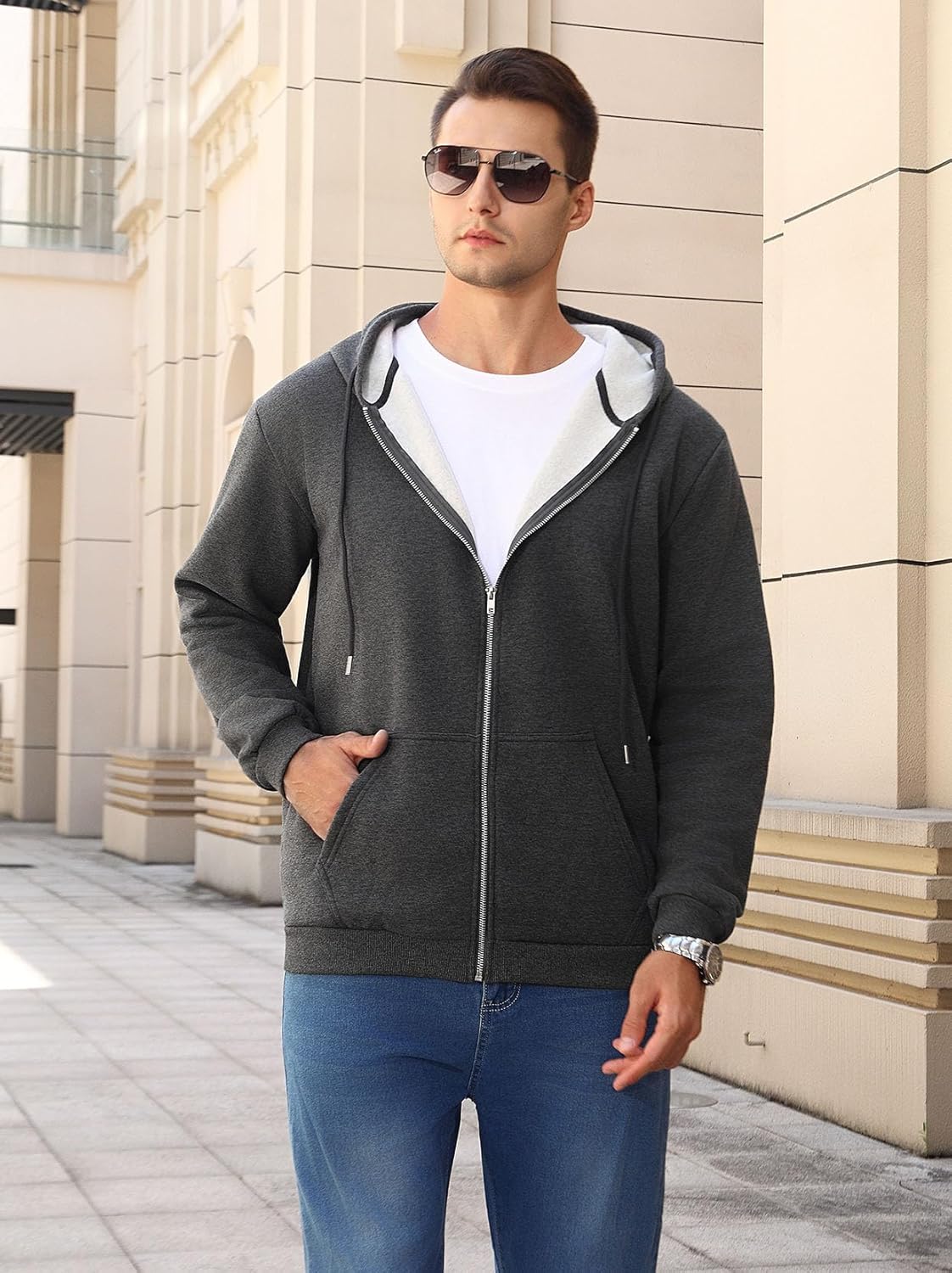 Hoodies for Men Full zip Mens Hoodies Casual Drawstring Long Sleeve Sweatshirts Sports Hooded Jacket - Image 4