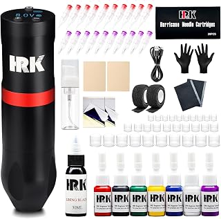 Tattoo Pen Kit - Wireless Tattoo Machine Kit 20Pcs Tattoo Cartridge Needles 10Pcs Pratice Cartridges 1500mAh Tattoo Gun Kit Professional, Complete Tattoo Kit Tattoo Supplies for Beginners