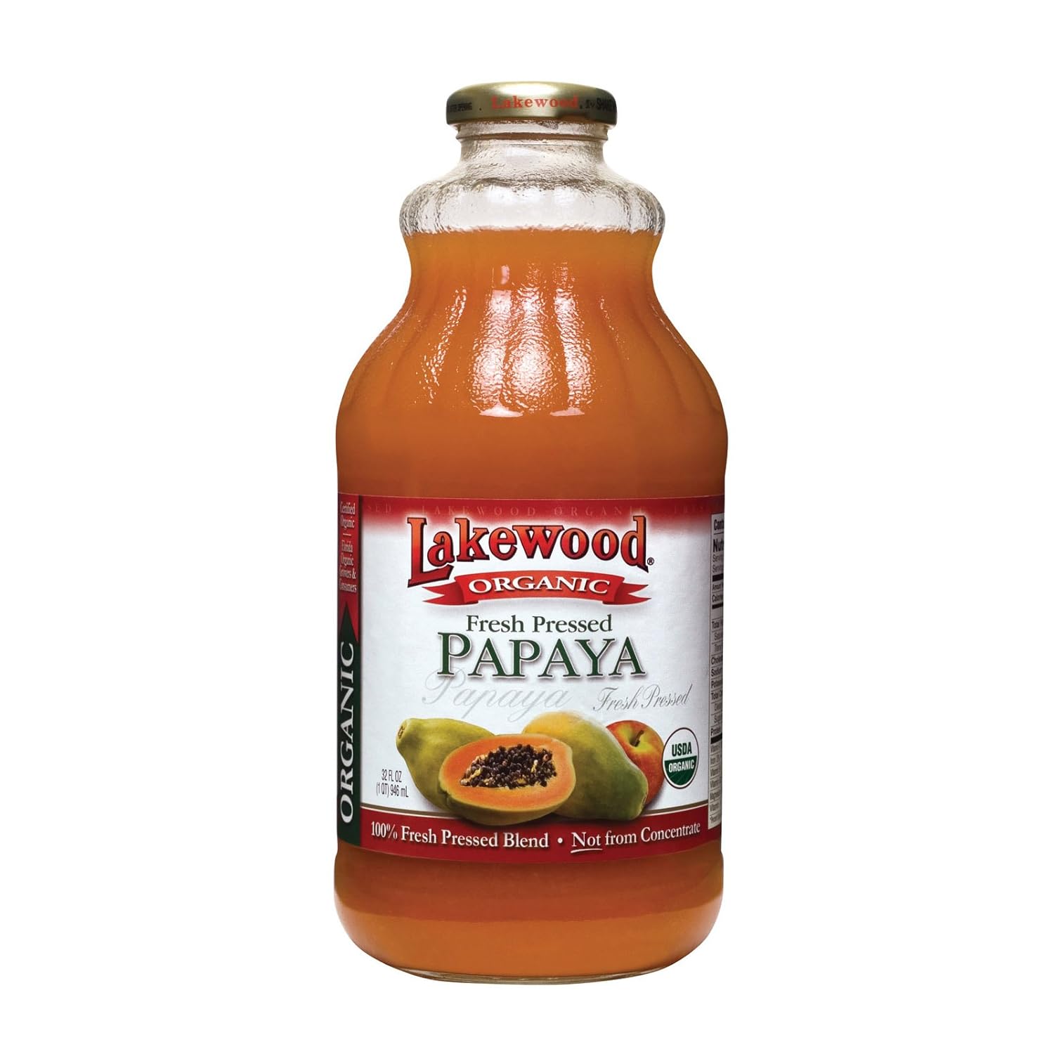 Lakewood Organic Fresh Blends Papaya Juice - Pure Non-GMO Vegan 32oz Bottle for Healthy Cholesterol