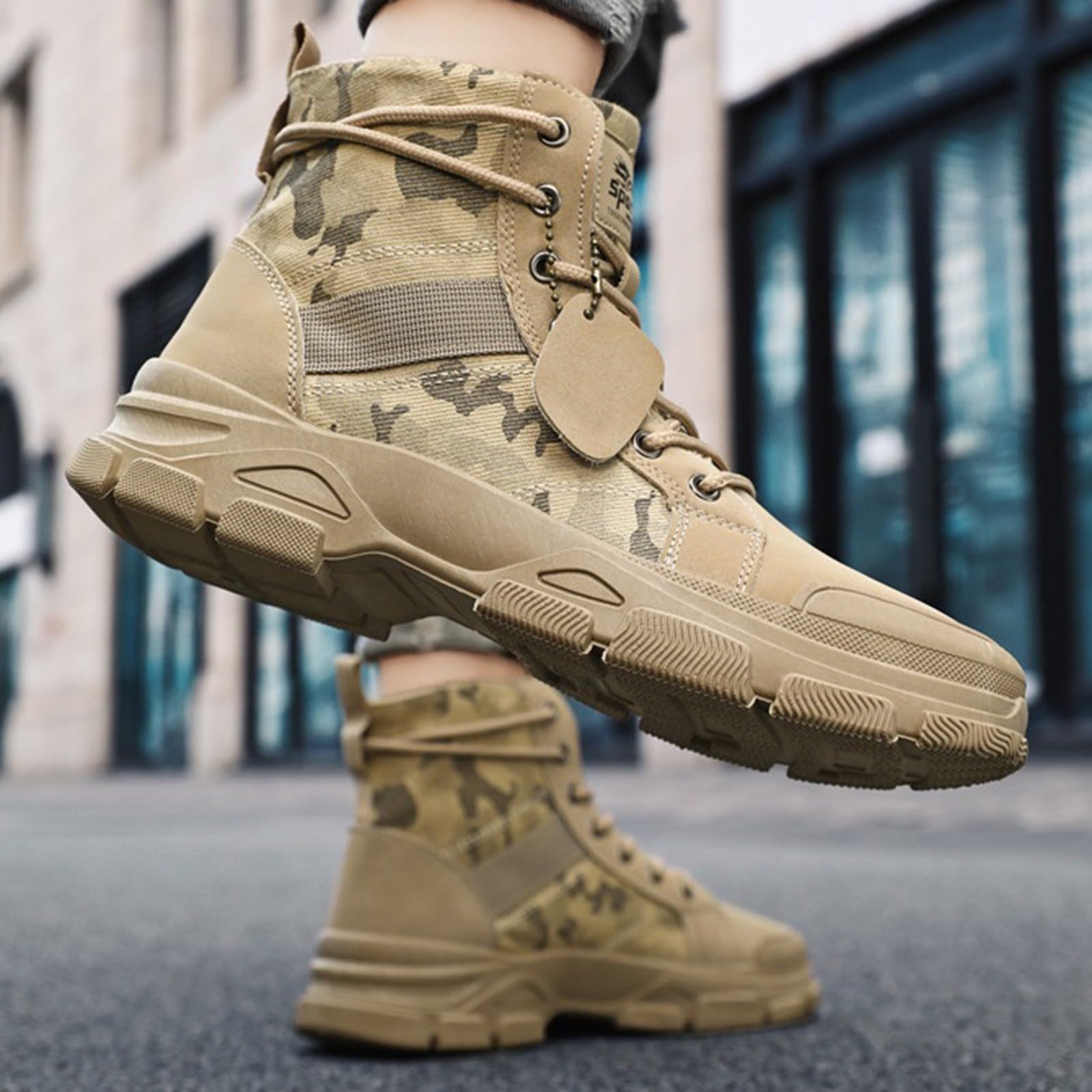 Generisch Botas de senderismo para hombre, impermeables para exteriores, ultraligeras, tácticas militares, botas de trabajo tácticas, zapatos de exterior de punta hasta el desierto, zapatillas