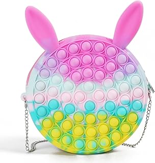 Borsa a Tracolla Pop it Push Bubble,Giocattolo Antistress Fidget Toy, Semplice Fossetta Giocattolo,Borsa Giocattolo sensoriale da spremere,Macaron Borsa a Tracolla con Coniglio Creativa