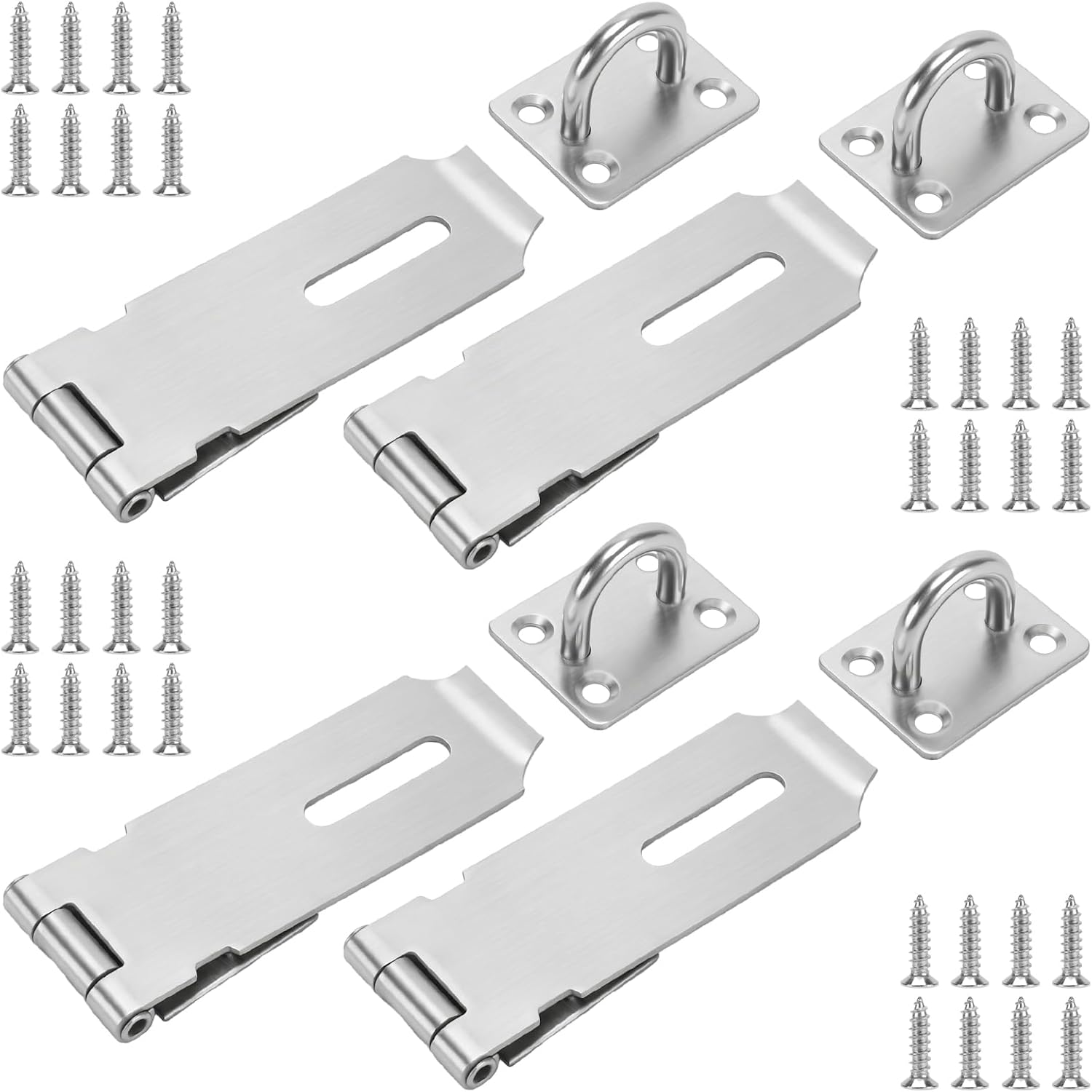 ZOENHOU Pack of 10 Stainless Steel Padlock Hasp, 4 Inch Deadlock Hasp with Screws, Lock Latch Stainless Steel for Doors, Windows, Cabinets