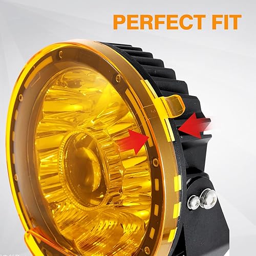 Miniatura 6 de Auxbeam Cubierta de luz todoterreno de 7 pulgadas, cubiertas protectoras redondas ámbar, lente de policarbonato de plástico amarillo para conducción