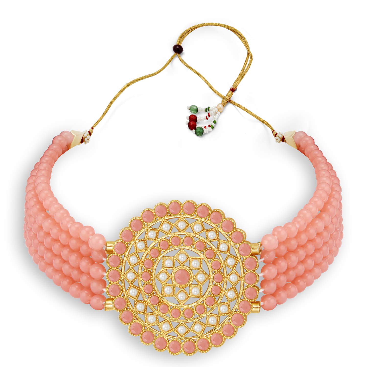 Elegant Plated Pearl Choker Necklace Set