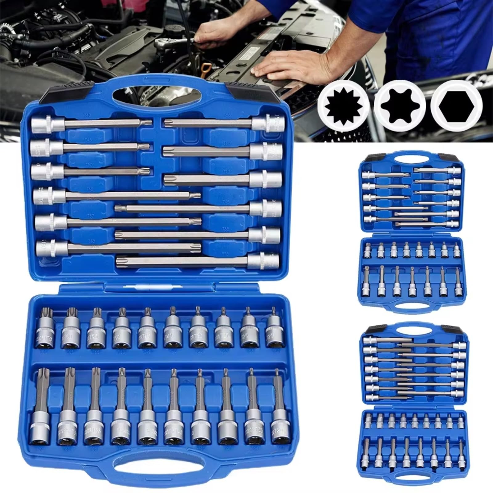 Juego Llaves Vaso Juego Llaves Impacto 1/2" 26/30/32 Uds Puntas Destornillador Profundo Herramienta Mano Kit Herramientas Reparación Automóviles Con Caja Almacenamiento(Style A)