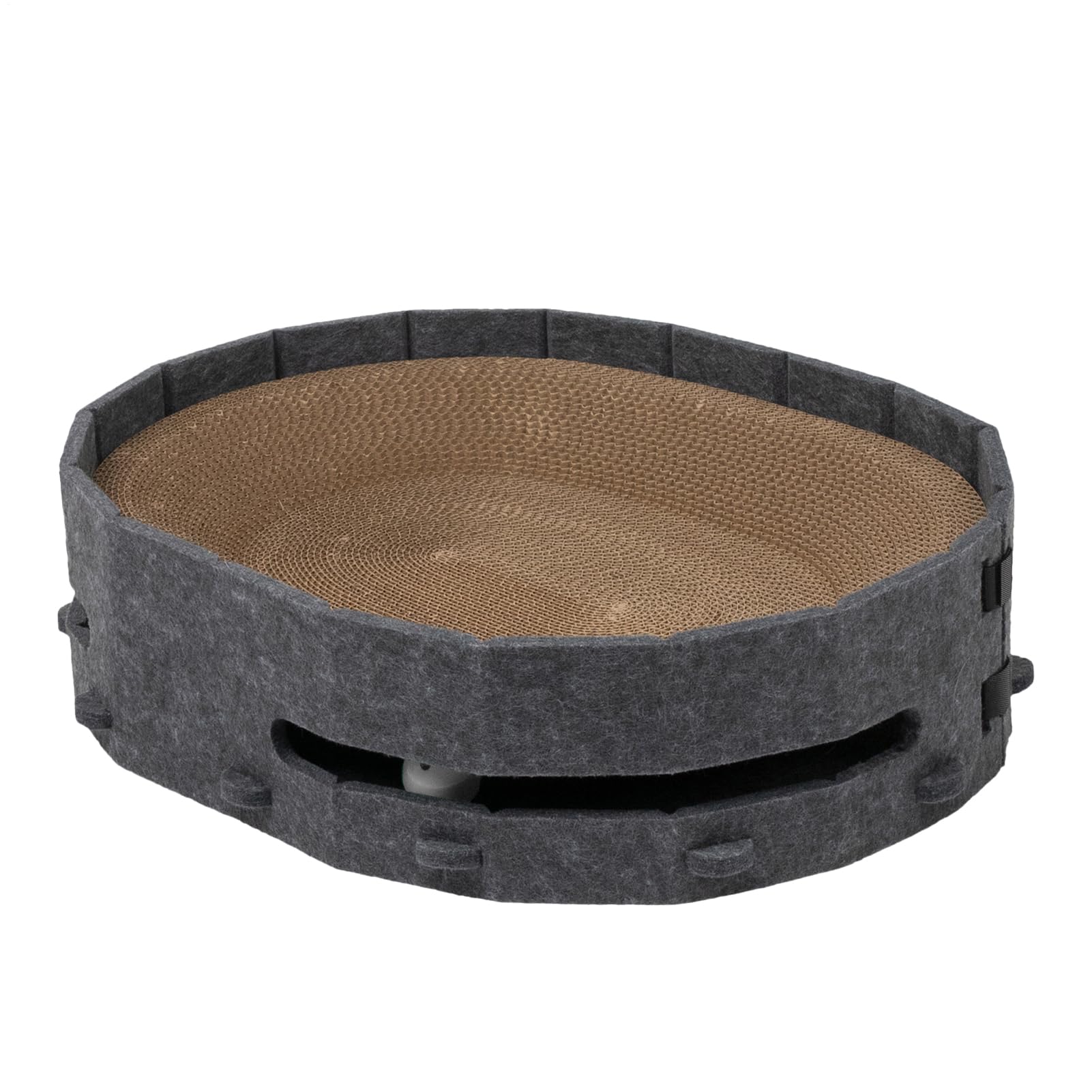 Jouet pour chat en carton durable avec plancher de jeu et clochettes intégrées