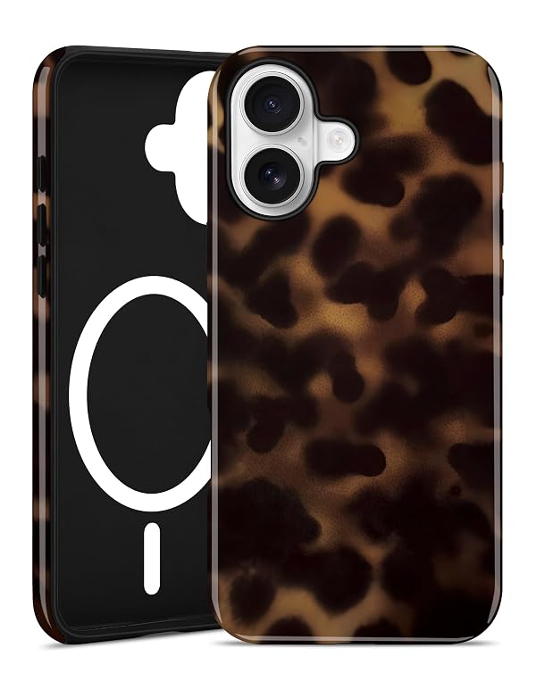 Jusy Compatible with MagSafe Brown Tortoise Shell Print Case for iPhone 17, Amber Trendy Luxury Magnetic Soft TPU and Hard PC Protective Phone Cover for Women Girls - Tortoise Shell by Jusy - Used condition - US$13.31