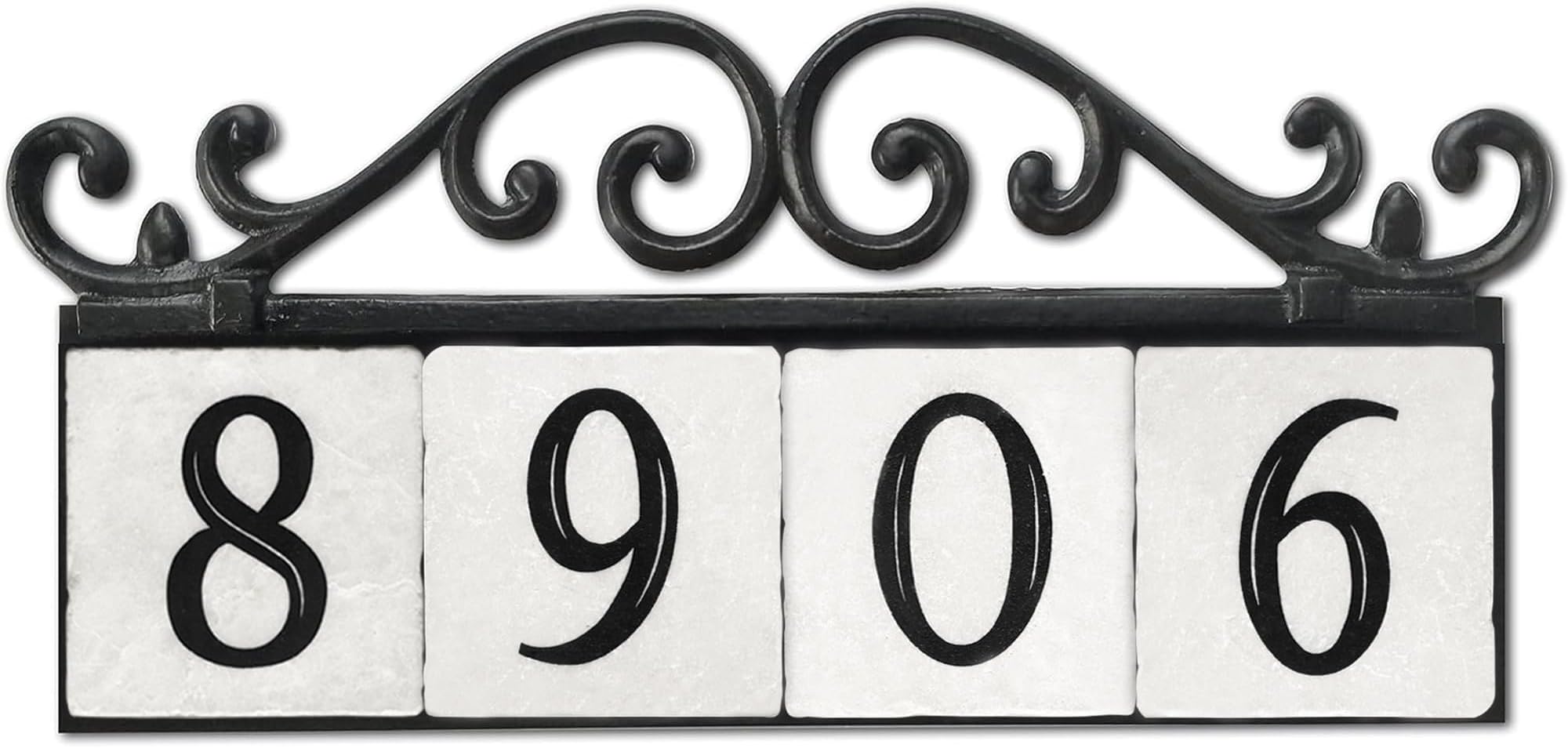 NACH KA 4 Address Sign Plaque for House Numbers, Old World, Cast Iron, 4