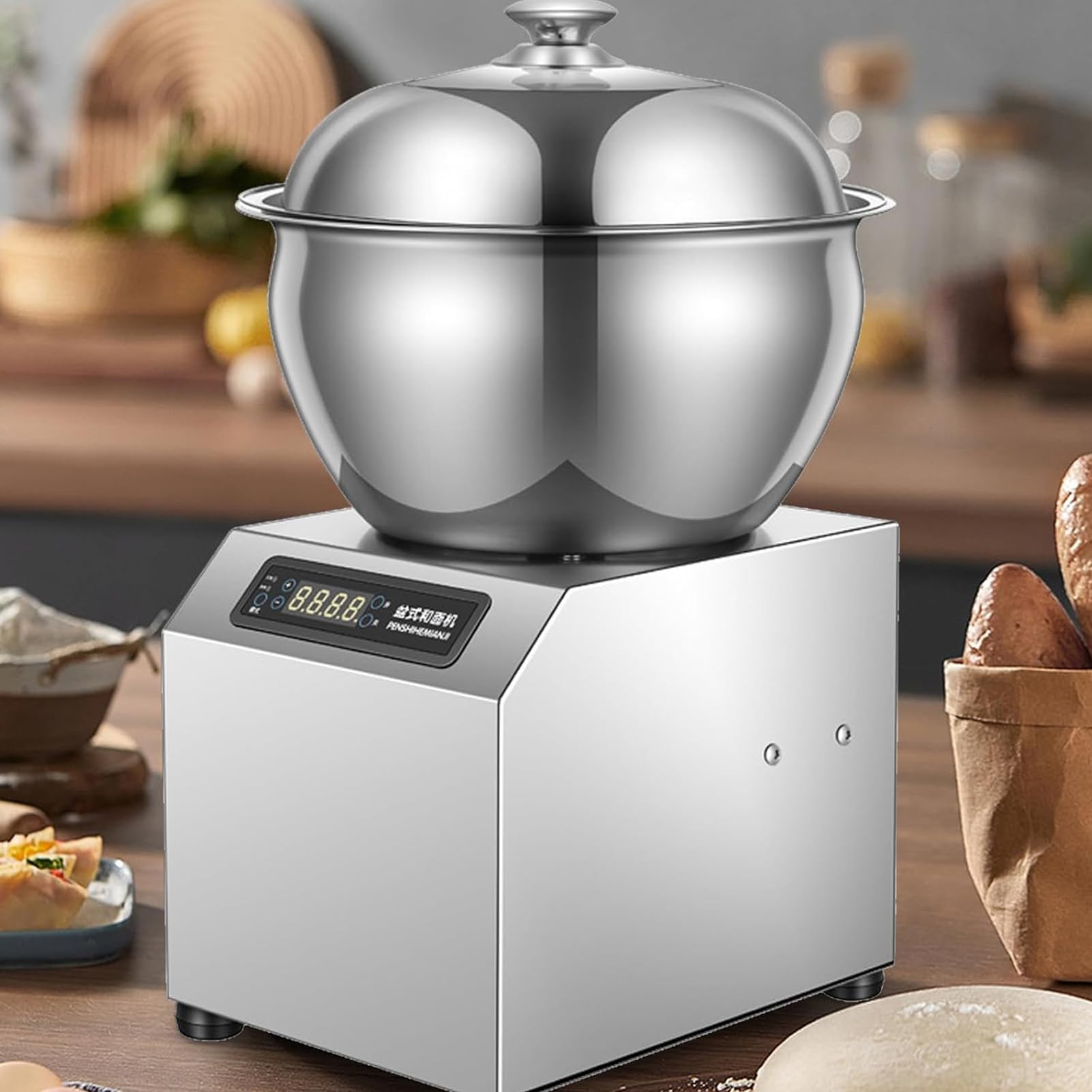 Amasadora Profesional Espiral 5kg/8kg, Robot Amasador de Doble Rotación con Función de Temporizador, Batidora Amasadora para Panaderías, Pizzerías y Restaurantes, 1800w/2200w