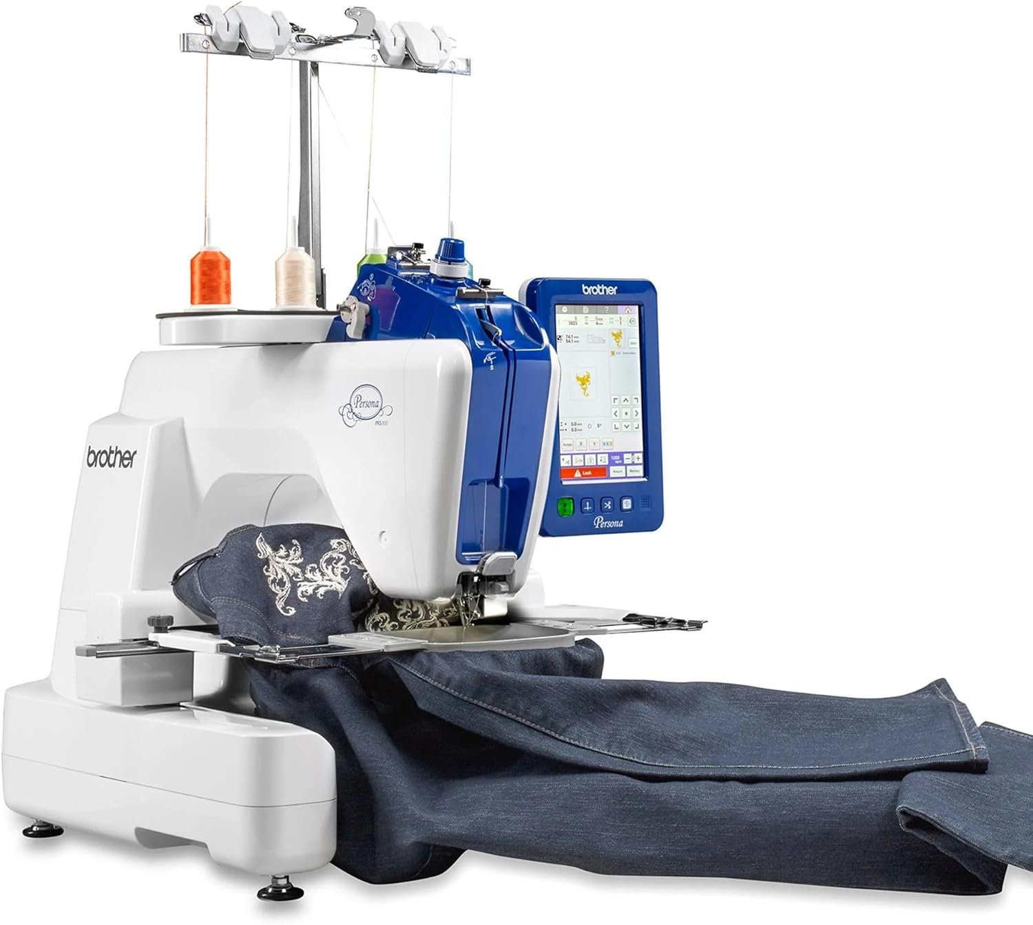 Brother Persona PRS100 Single-Needle Embroidery Machine with Deluxe Accessories, 6 Hoops & 240 Embroidery Thread Spools Bundle