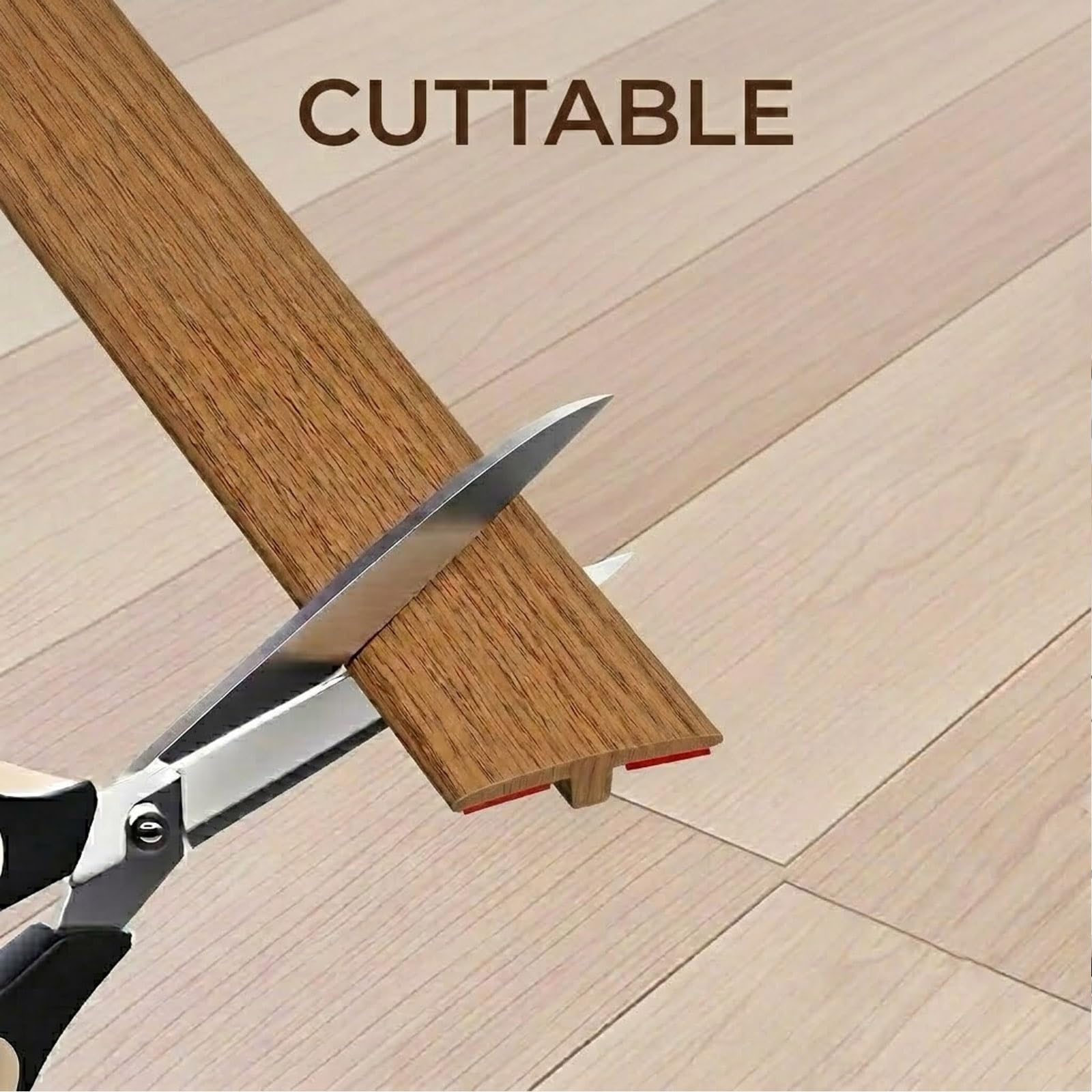 Perfil Transición Suelo en T Autoadhesivo Recortable 1 2 3 5 8 9 10m, Tira de Umbral PVC Flexible 50mm para Puertas, Tapajuntas Plano para Conectar Suelos Laminado y Azulejos