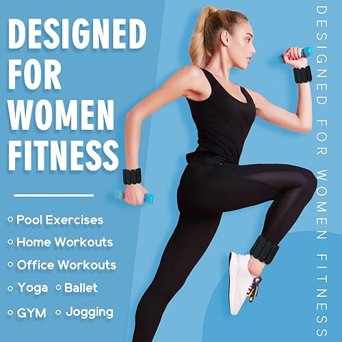 Miniatura 3 de Pesas de muñeca, paquete de 2 pesas de tobillo de muñeca para mujeres y hombres, pulseras de silicona ajustables para brazos y piernas para caminar,