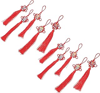 LIOOBO 中国結びタッセル 10個セット ポリエステル製 手編み中国結びペンダント 左右対称デザインのホームデコレーション ランダムカラー
