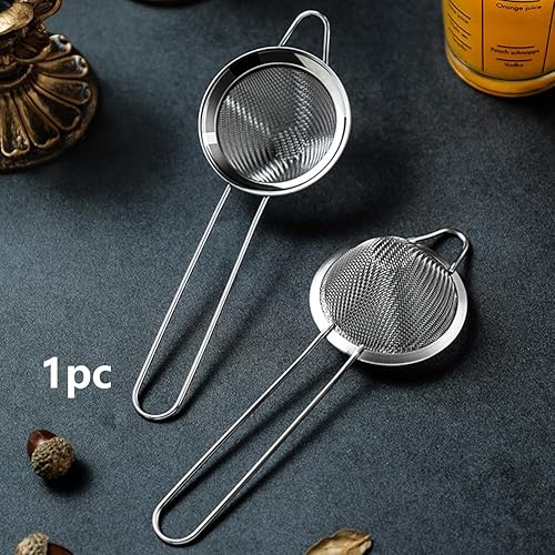Miniatura 3 de Colador de malla fina de acero inoxidable con asa, práctico tamiz de malla fina de forma cónica, mini colador de cóctel resistente para cócteles,