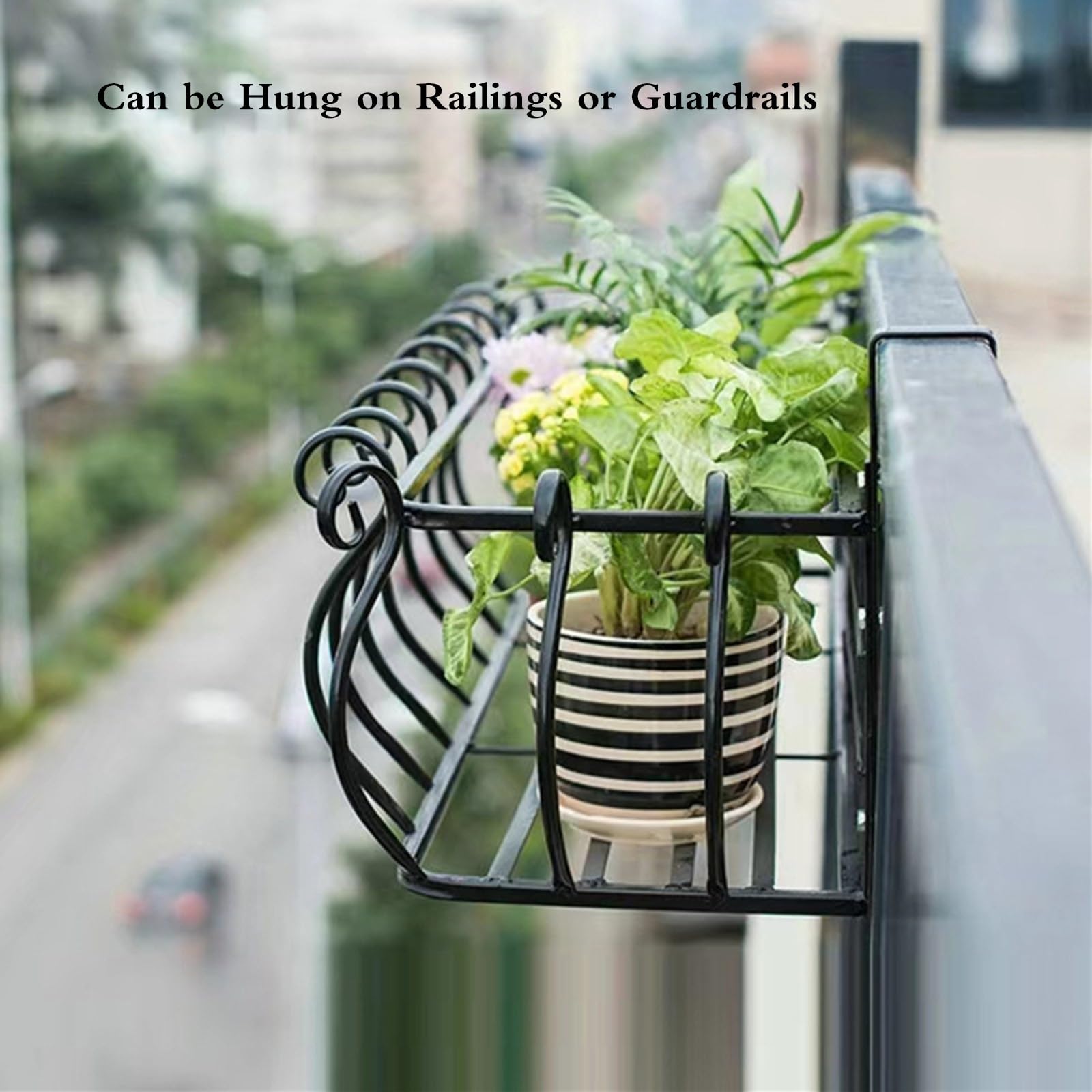 Soporte De Exhibición Para Flores Hierro Forjado, Estante Colgante Para Plantas Con Gancho Soporte Macetas Interior Exterior Para Barandillas Paredes Balcones Jardines Vallas(Brown,100*32*22cm)