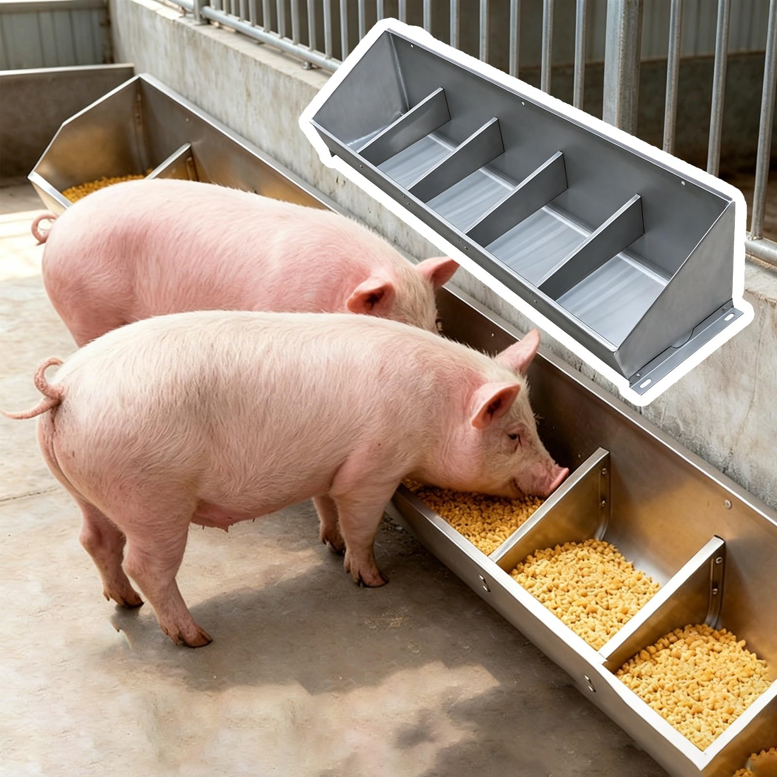 Mangeoire pour porcs et bétail 150cm pour équiper la bergerie ou l'enclos extérieur