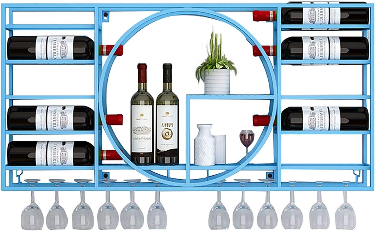 Industrial Style Wall Mounted Wine Rack for Home Restaurant Wine Cabinet Decoration Wrought Iron Display Rack (Black 90x11x42cm)