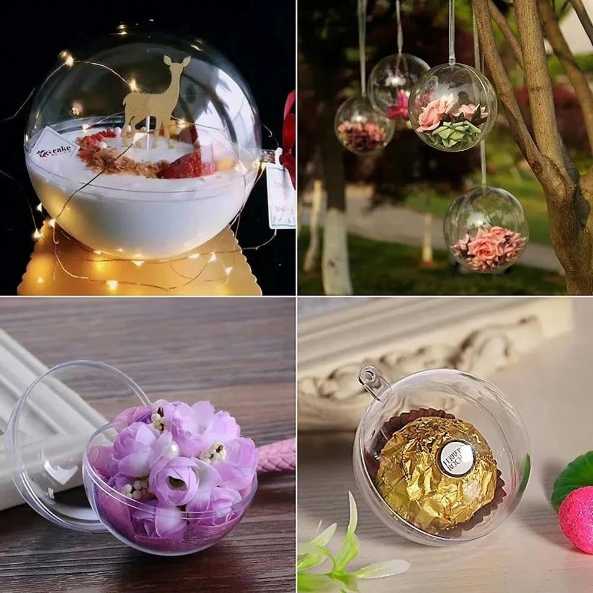Bola Transparente de Navidad, Adorno rellenable, Adornos Colgantes para árbol, decoración del hogar para el hogar, Caja de Regalo para Fiesta de Boda, 10 Uds.-12cm