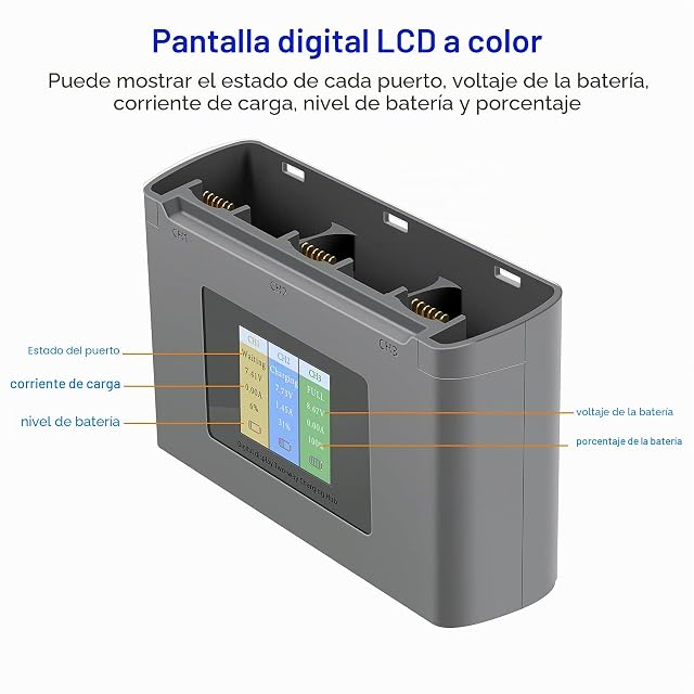 Foto 3 de 7 de Cargador de batería con Pantalla LCD USB, Carga bidireccional, Cargador Inteligente