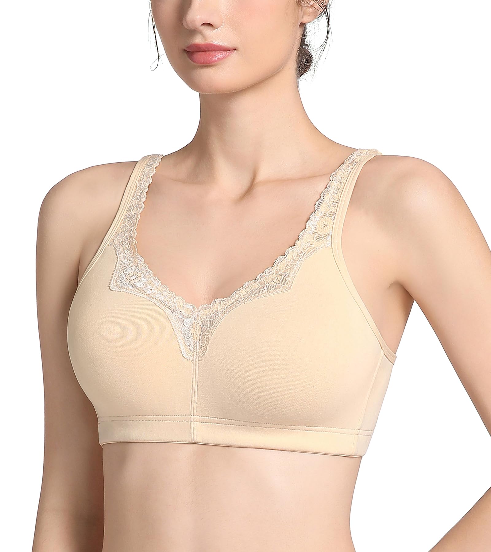 Lemorosy Brasier reductor de algodón sin relleno para mujer, talla grande, sin varillas, cómodo para uso diario