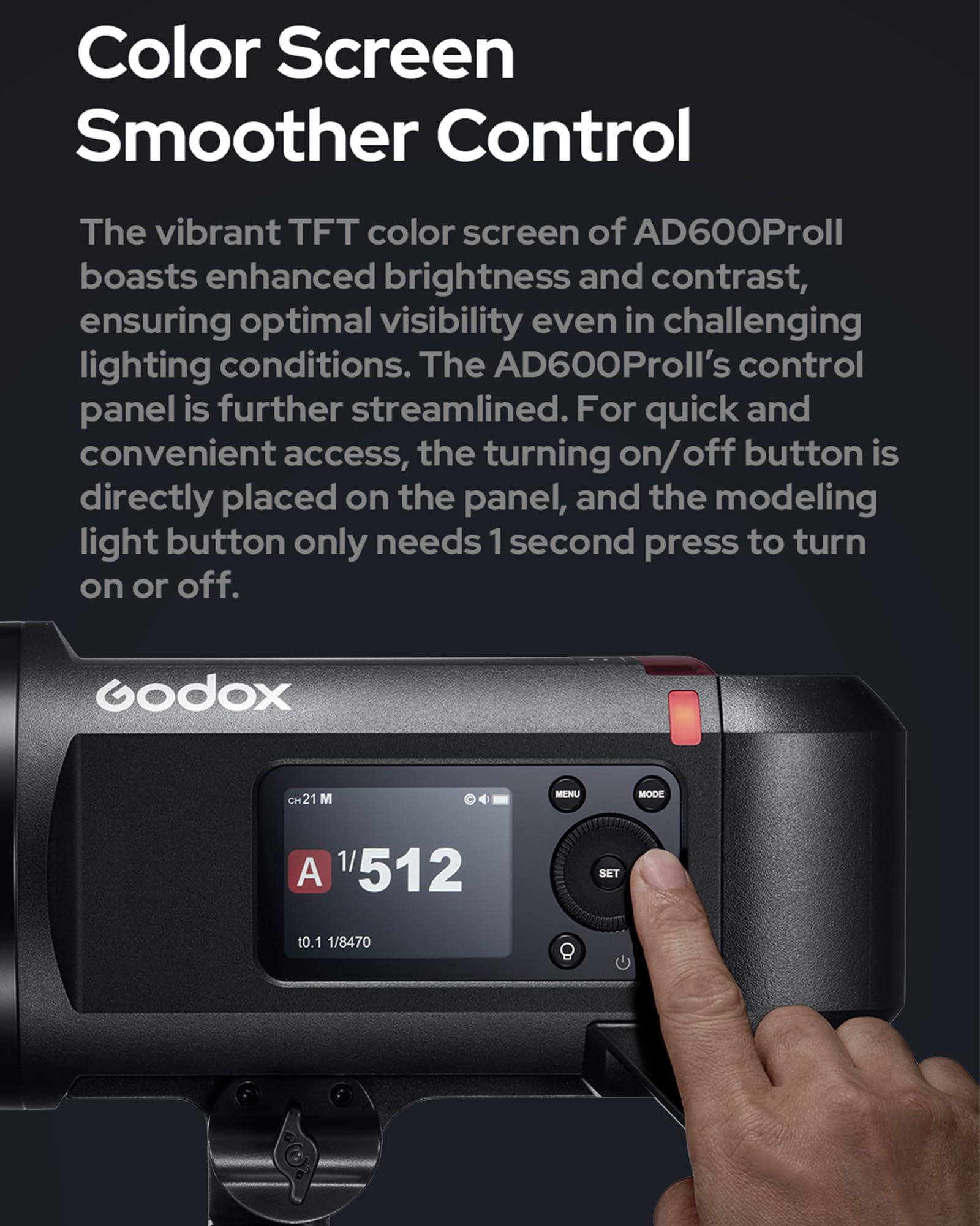 Godox AD600ProII Studioblitz Monolicht, 600WS Blitzlichtfotografie 2.4G TTL 1/8000s HSS Blitz im Freien,GN87 40W Bi-Color 2800K-6000K, 0.01s~0.9s Recyclingzeit, 2600mAh Lithium Batterie